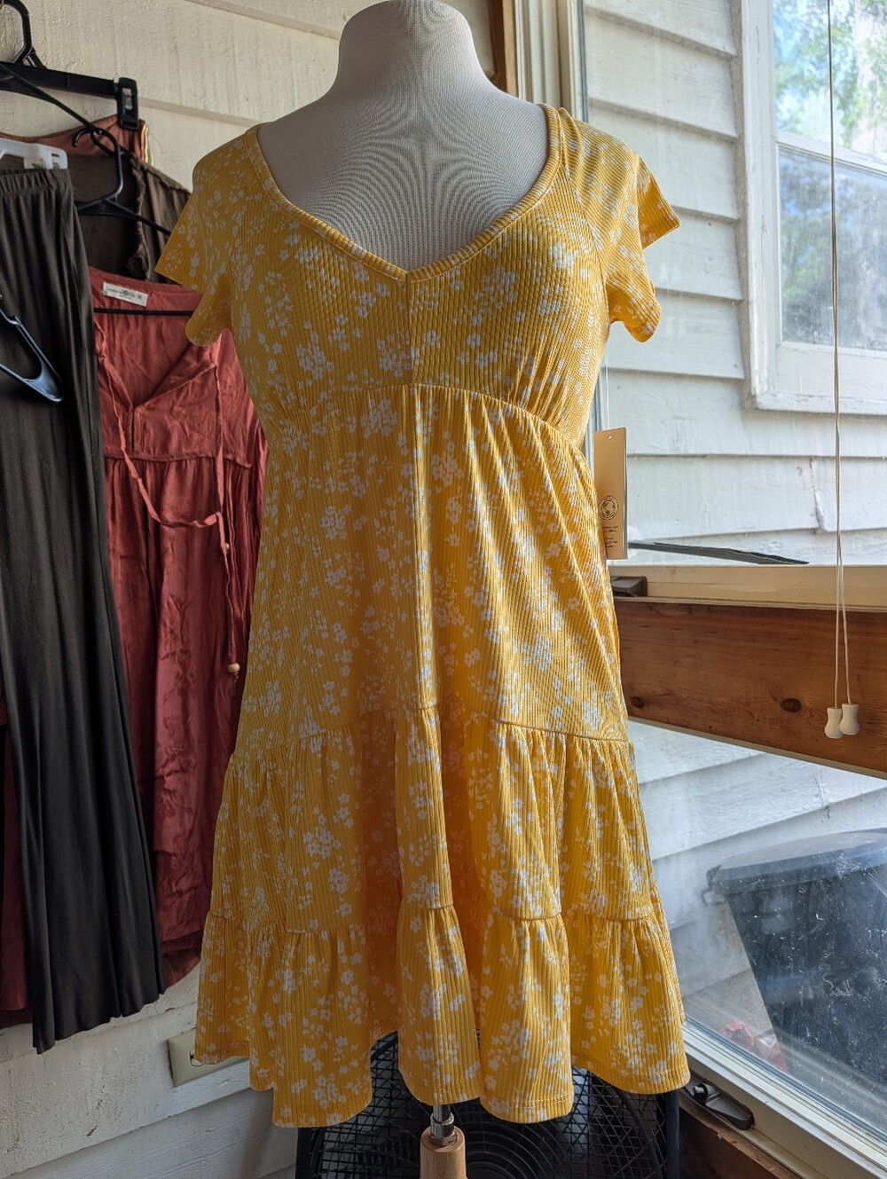 NWT No Boundaries Women's Yellow Babydoll Mini Dress Size Medium